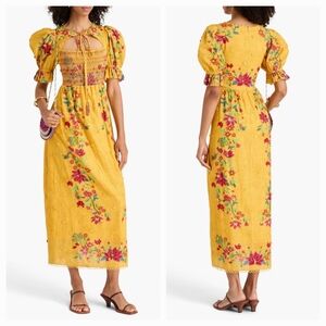 NWT FARM RIO Flower Dream Floral Yellow Maxi Dress Medium